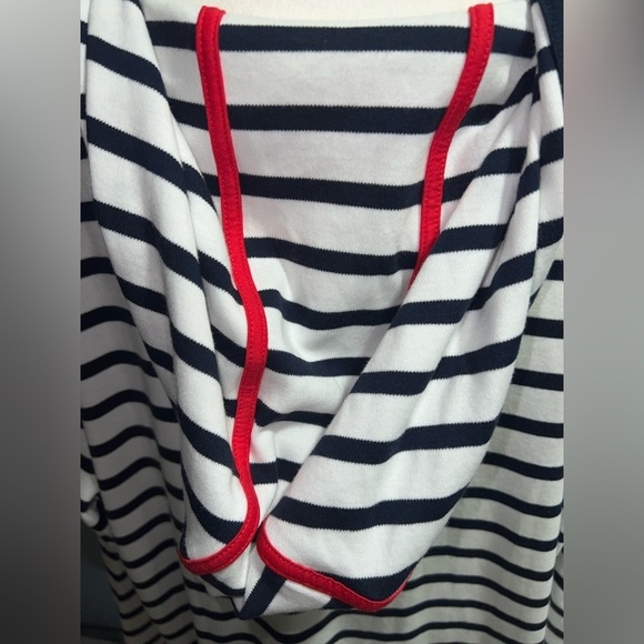 **NWOT** “Striped split neck pullover hoodie” - Picture 5 of 8